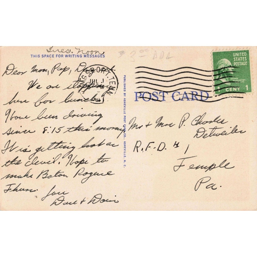 Vintage 1941 Linen Postcard An Old Water Wheel Heart of the Mountains Newport TN - Picture 2 of 2